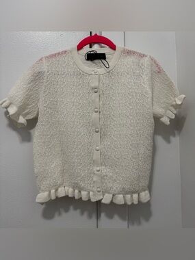ZARA RUFFLE TEXTURED KNIT CARDIGAN